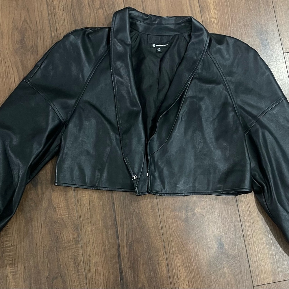 INC International Concepts Black Leather Jacket